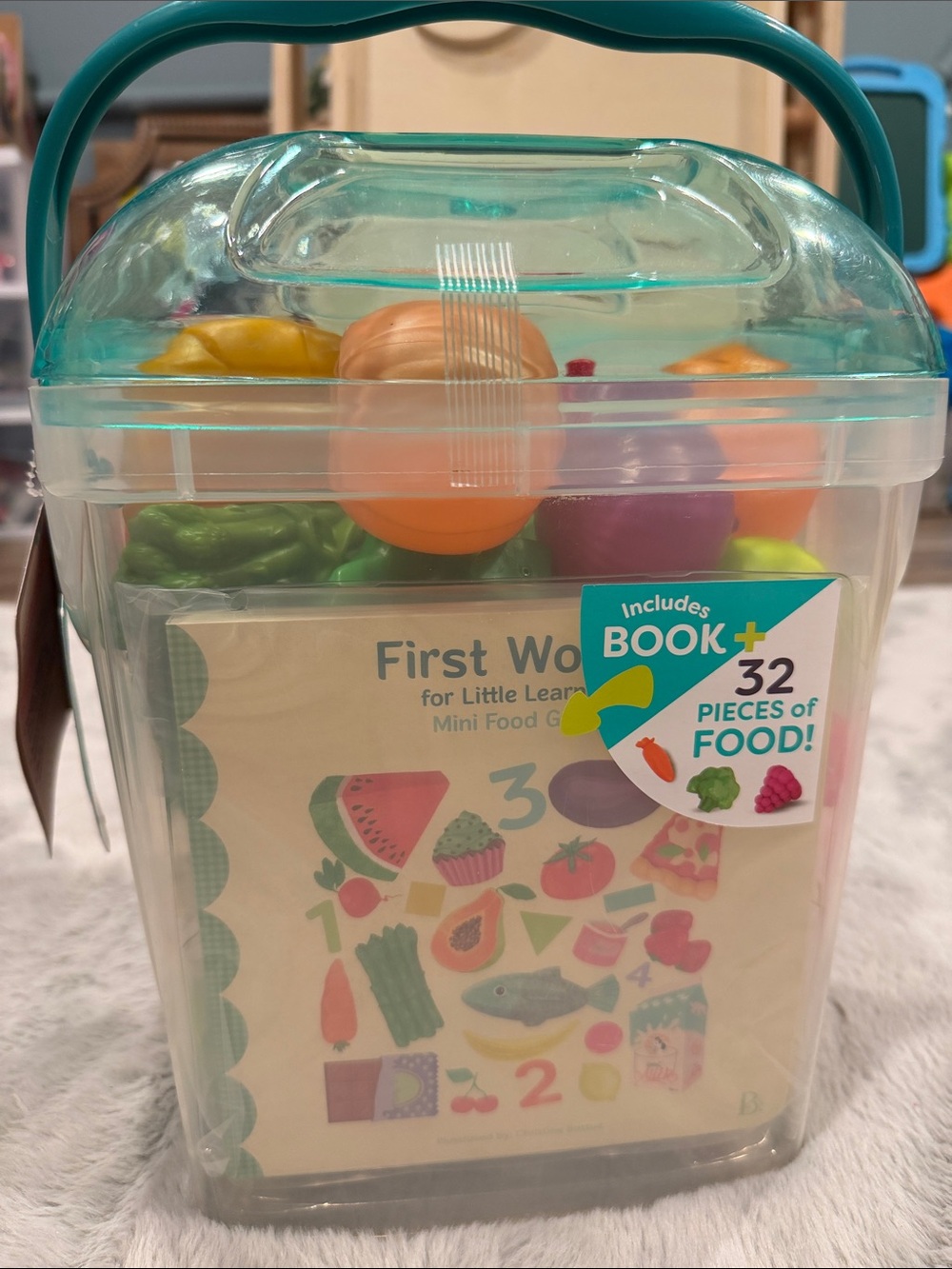 First Words Mini Food Learning Set - Teal Carry Case with Assorted Colors